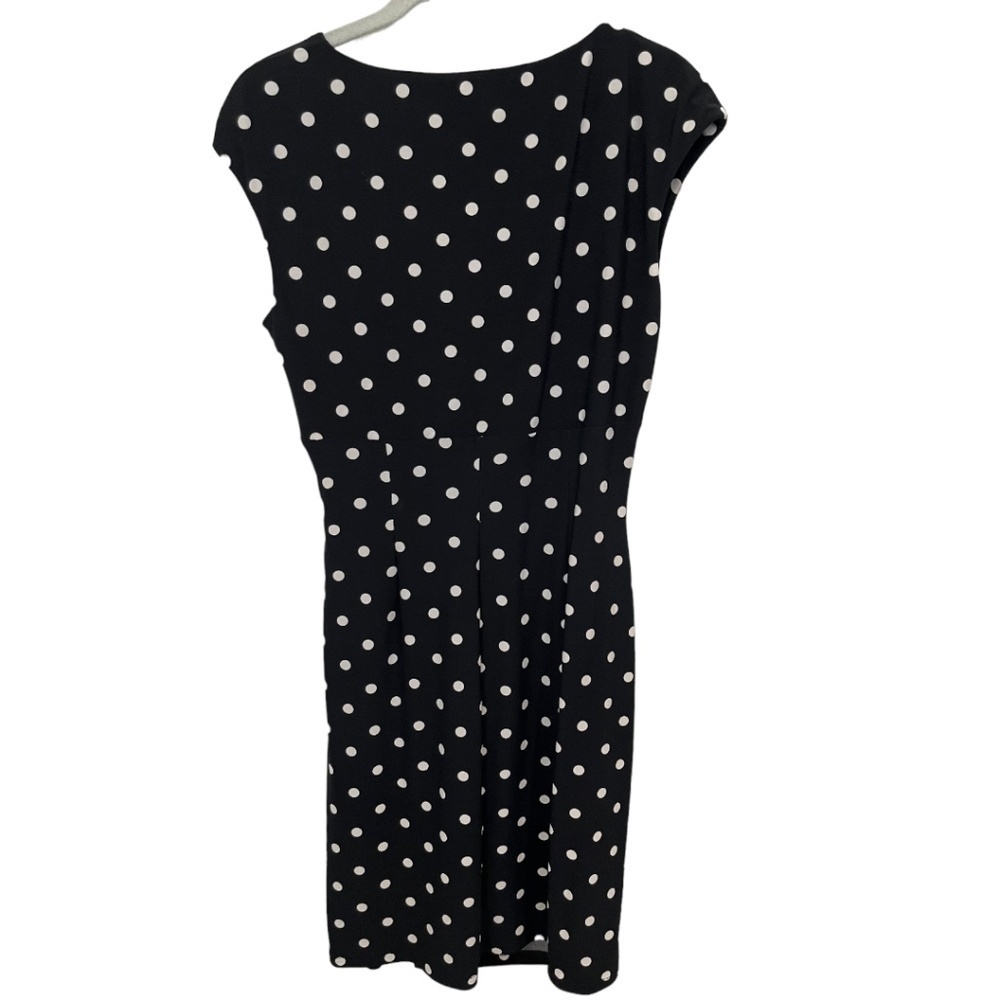 Ralph Lauren Polka Dot Faux Wrap V-Neck Stretch Jersey Dress Black Size 6 - Picture 4 of 5